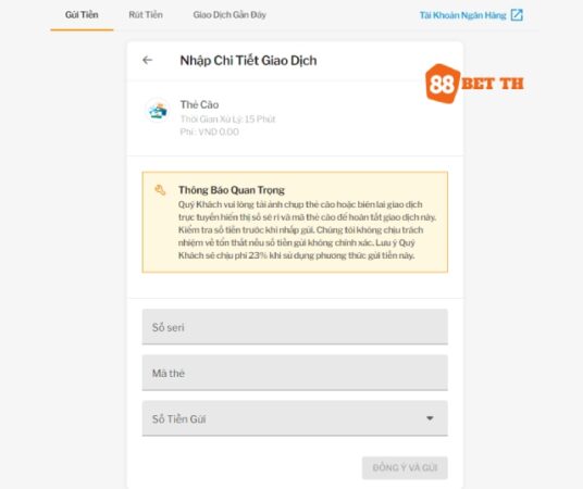 Cách nạp tiền 188BET qua thẻ cào điện thoại uy tín
