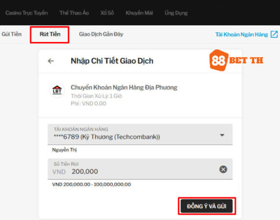 Chọn vào đồng ý và gửi khi đã kiểm tra kỹ thông tin