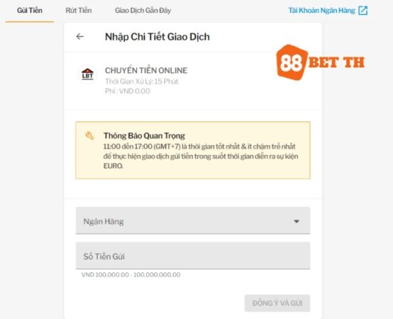 Chuyển tiền online để nạp tiền tiện lợi